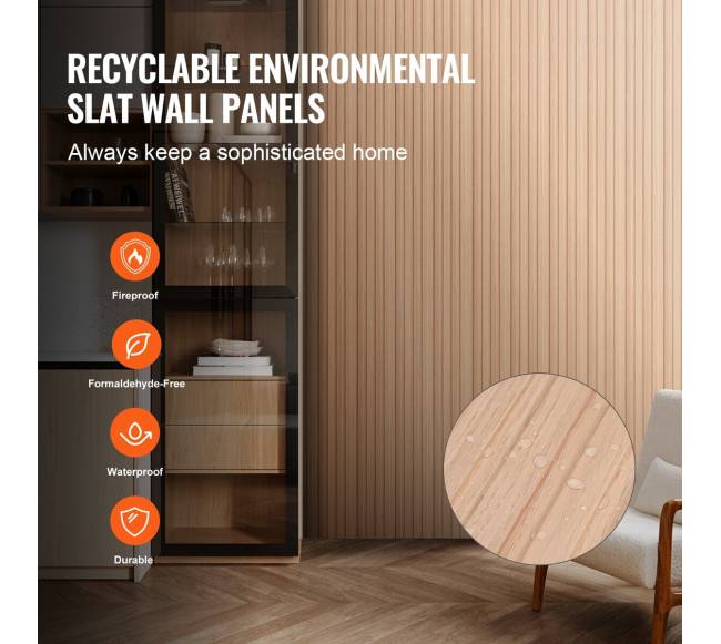 Medinės akustinės sieninės plokštės, 8 vnt., 245x16 cm2