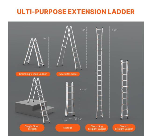 Teleskopinės kopėčios daugybei funkcijų3