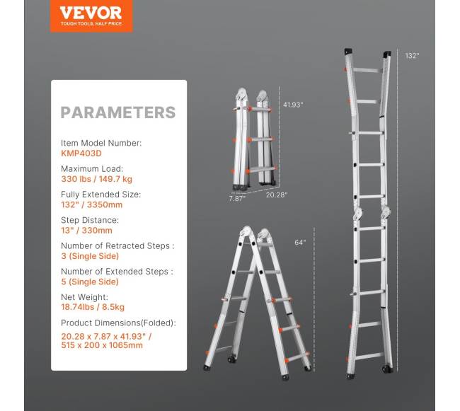 Ištraukiamos kopėčios A rėmas 3.35 m namų darbams6