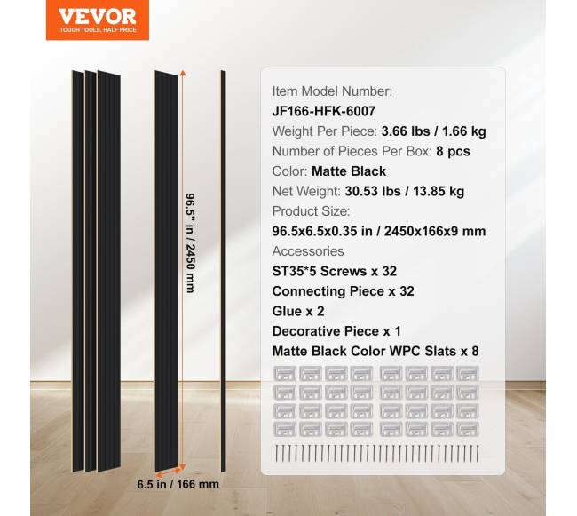 Medinės akustinės plokštės 8 vnt. juodos6