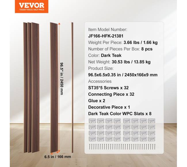 Medinės akustinės plokštės 8 vnt tamsios spalvos6