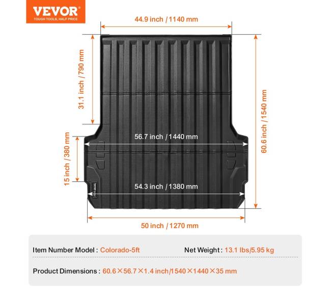 Chevrolet ColoradoGMC Canyon 2023-2024 krovinių kilimėlis6