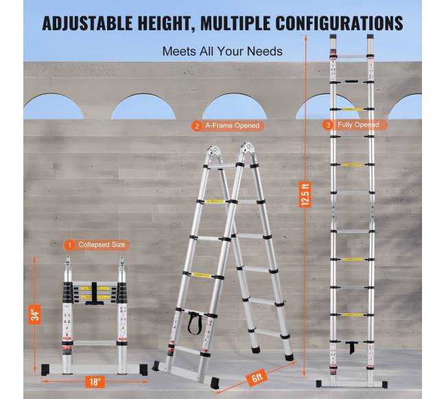 Teleskopinės kopėčios su stabilizatoriumi5