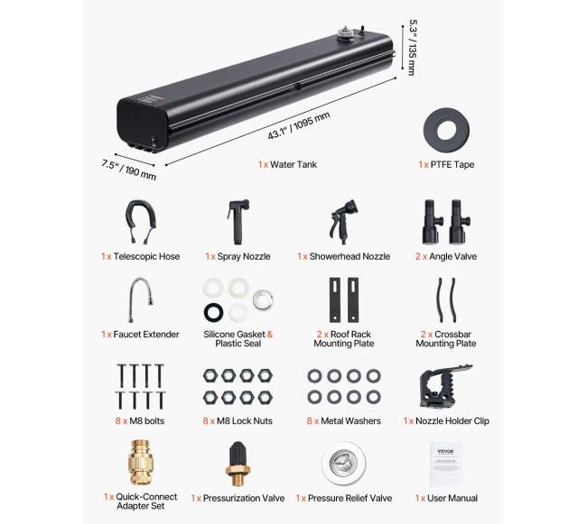 4.5 gal stogo bagažinės vandens bakas su apsaugine plokšte6