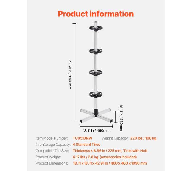 Padangų stovas 4 padangoms iki 225 mm pločio6