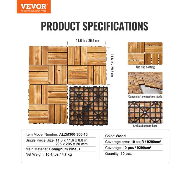 Kamparo pušies denio plytelės 30x30 cm6