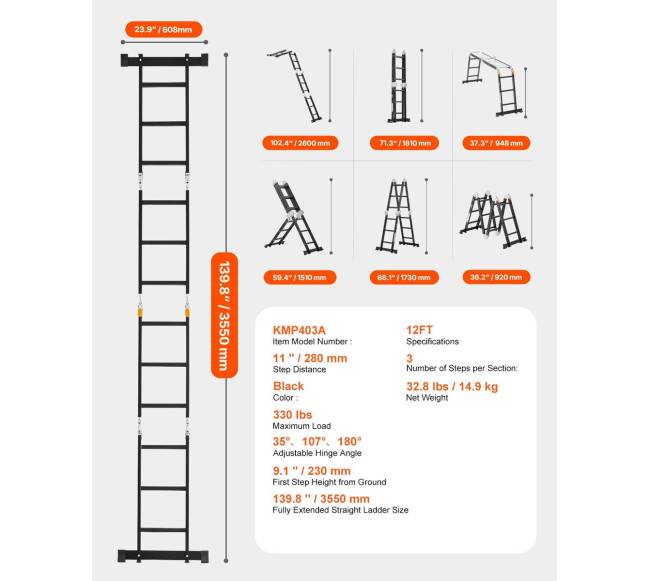 Daugiafunkcinės kopėčios 7-in-1 su platforma6
