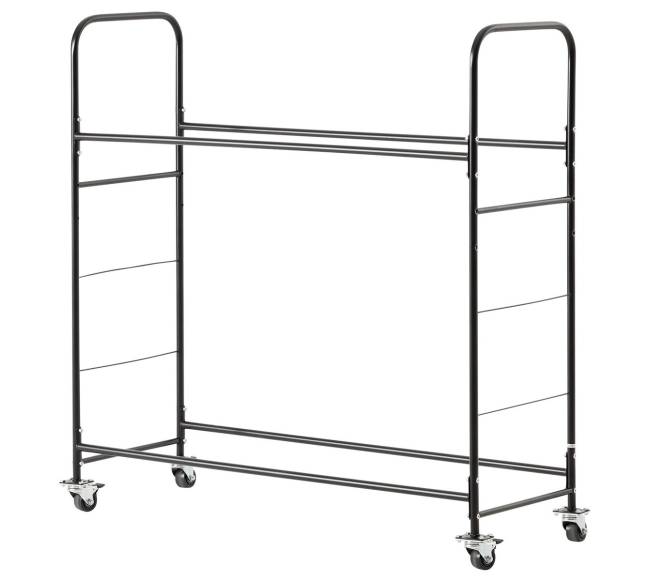 Dvigubo lentynos riedantis padangų stovas0