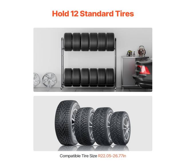 Dvigubo lentynos riedantis padangų stovas1