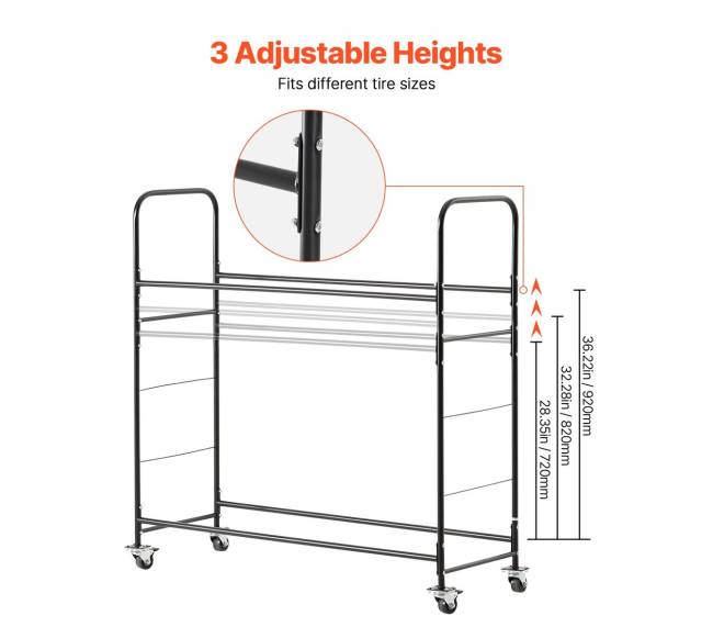 Dvigubo lentynos riedantis padangų stovas3