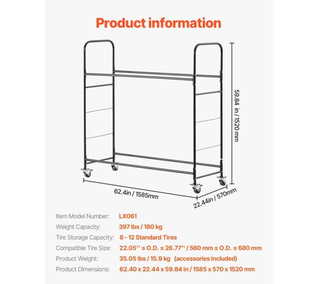 Dvigubo lentynos riedantis padangų stovas6