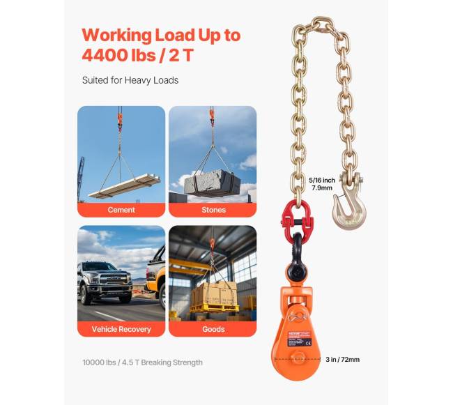 2 tonų keltuvas su bloku ir grandine automobiliams2