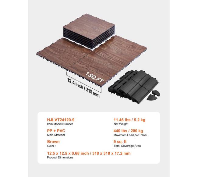 Sporto grindų plytelės 9 vnt.6