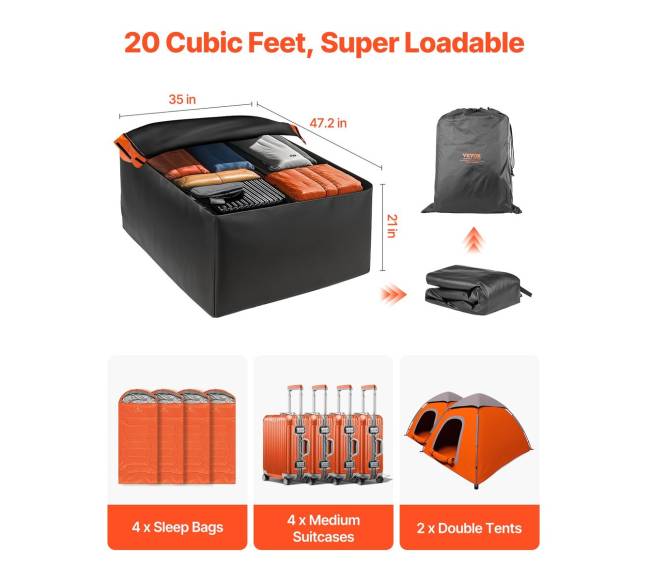 Automobilio stogo bagažinė 20 kubinių pėdų 840D PVC2