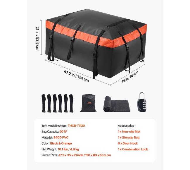 Automobilio stogo bagažinė 20 kubinių pėdų 840D PVC6