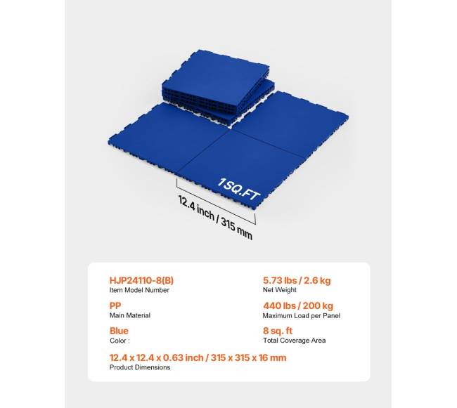 Sporto grindų plytelių rinkinys 8 vnt. mėlynos6