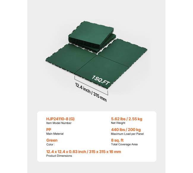 Gimnastikai skirti susijungiantys kilimėliai 8 vnt. (žali)6