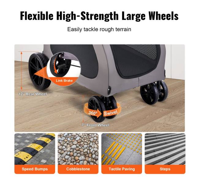 Šunų vežimėlis keturiais ratais 73 kg2