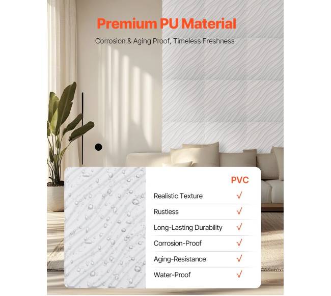 3D sienų plokštės 12 vnt. baltos PVC3