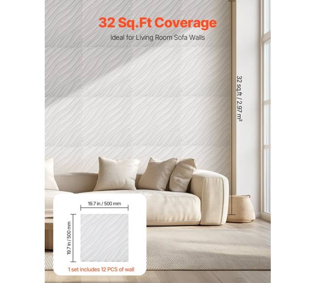 3D sienų plokštės 12 vnt. baltos PVC4