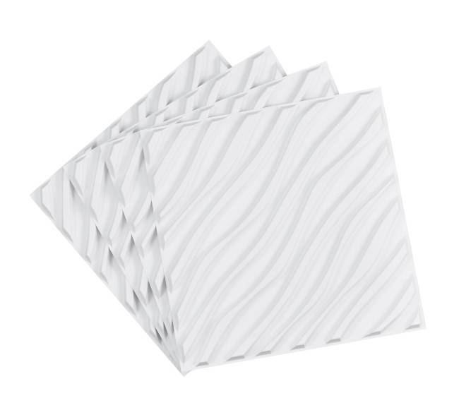 3D sienų plokštės 12 vnt. baltos PVC10