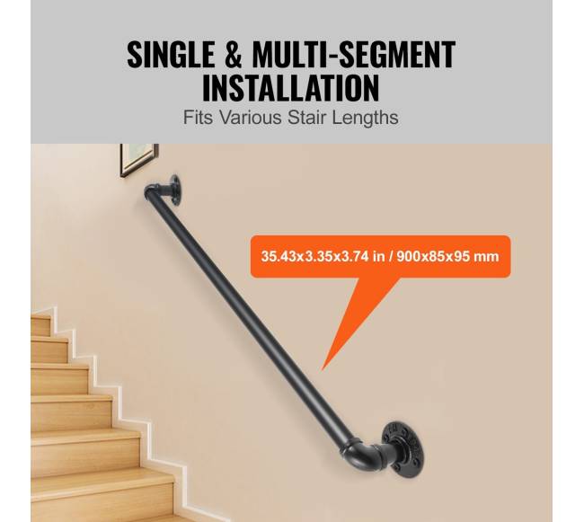 Vamzdinis laiptų turėklas, 3 pėdų3