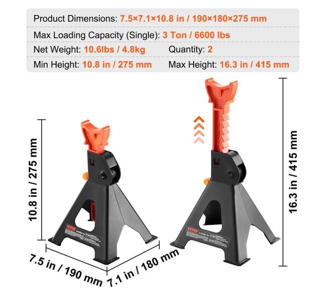 Automobilių stovai, 3 tonų talpa, raudoni6