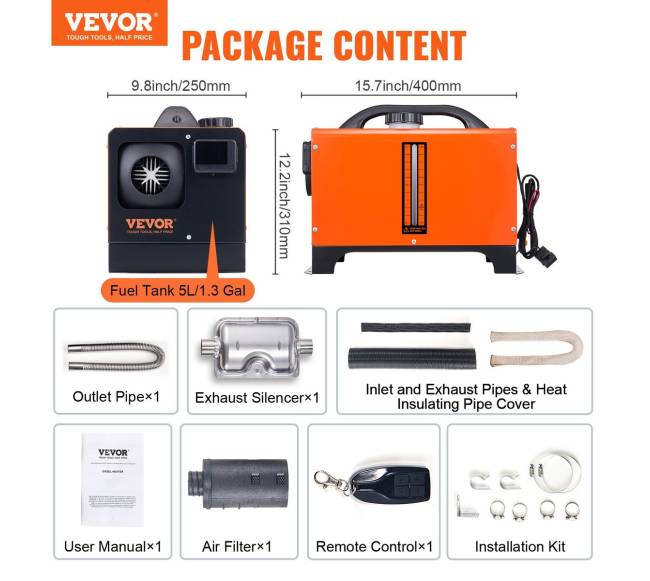 Dyzelinis oro šildytuvas automobiliams ir RV6