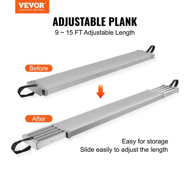 Aliuminio teleskopinis darbinis lentynas 9–15 pėdų1