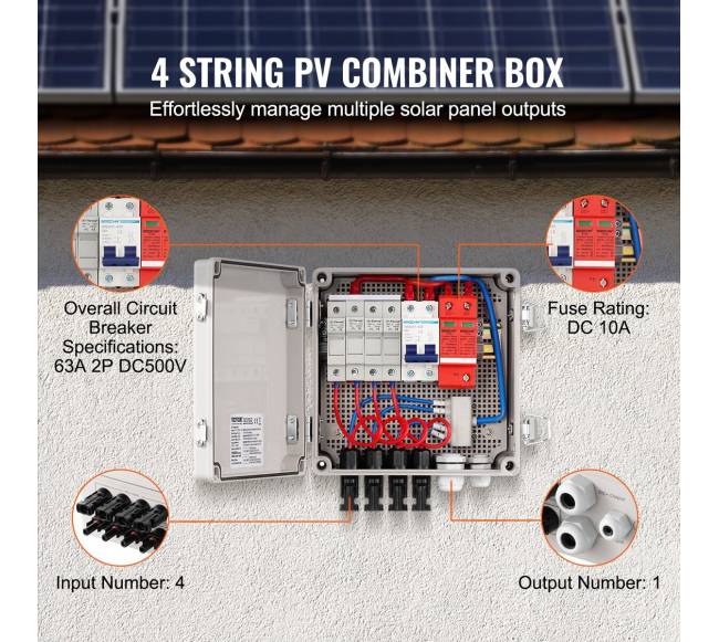 Saulės PV skirstymo dėžė 4 gijų 10A IP652