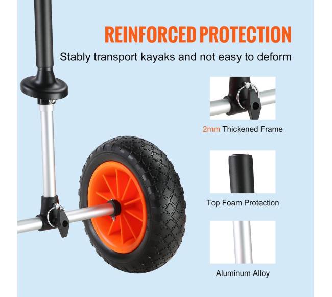 Tvirta baidarės vežimėlis, nuimamas vežimėlis su tvirtomis padangomis3