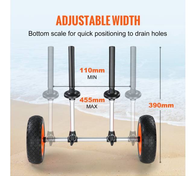 Tvirta baidarės vežimėlis, nuimamas vežimėlis su tvirtomis padangomis4