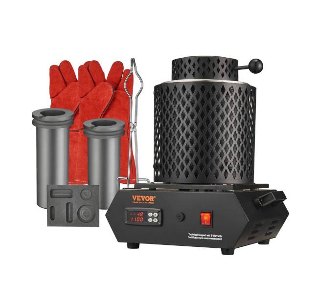 Auksui lydyti elektrinė krosnelė su grafito tigliais0