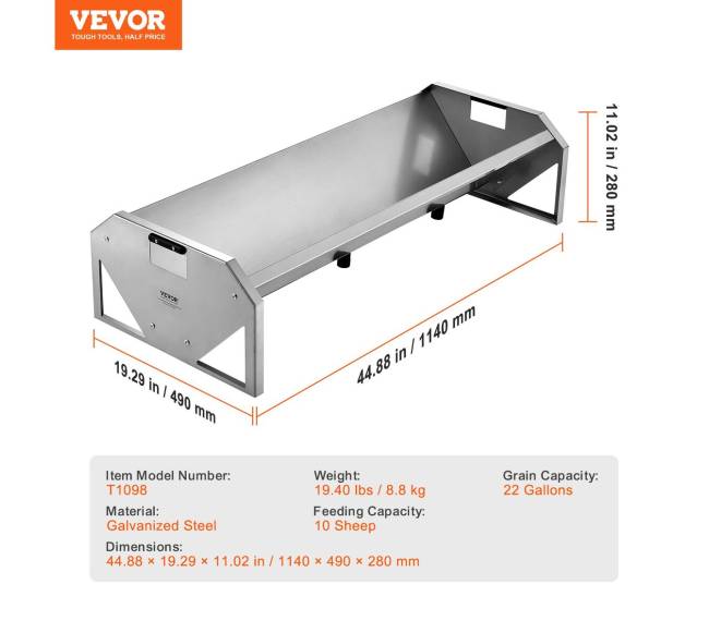 Gyvulių šėryklė 114 cm ilgio, telpa 10 avių6