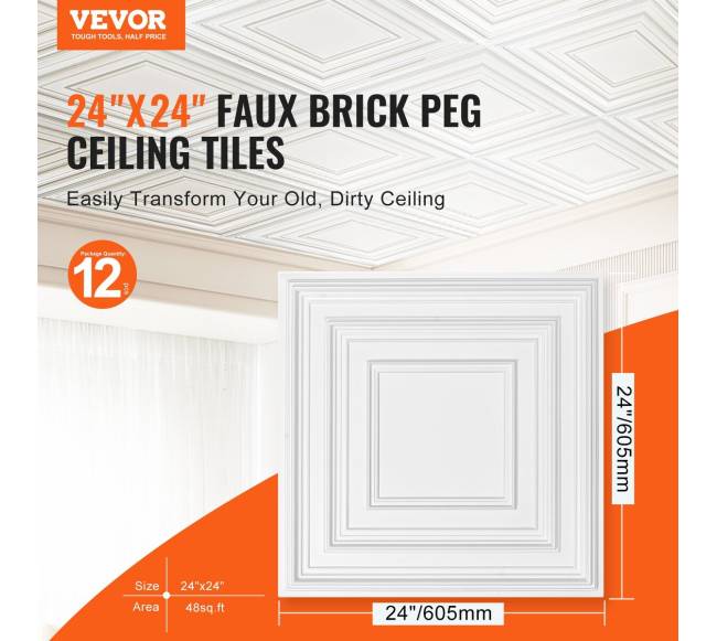 Lubų plytelės 12 vnt. PVC 60x60 cm1