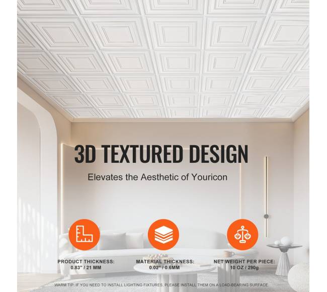 Lubų plytelės 12 vnt. PVC 60x60 cm3