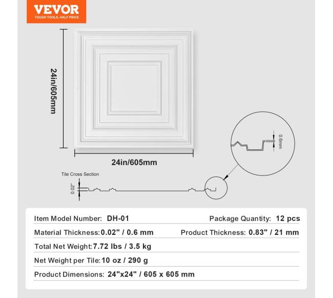 Lubų plytelės 12 vnt. PVC 60x60 cm6