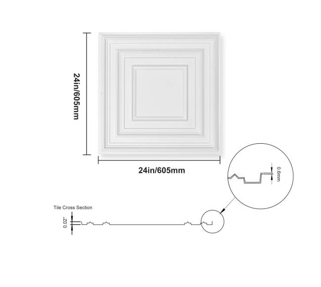 Lubų plytelės 12 vnt. PVC 60x60 cm8
