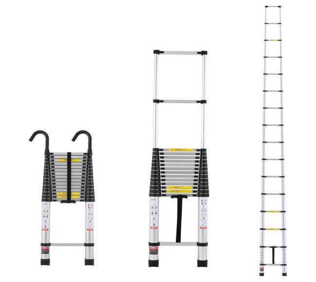 Teleskopinė išskleidžiama kopėčia 6,2 m, reguliuojama0
