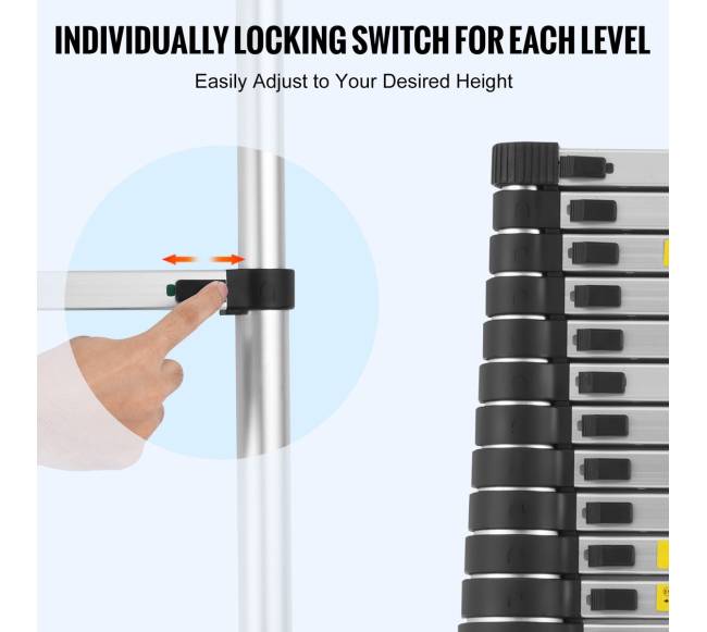 Teleskopinė išskleidžiama kopėčia 6,2 m, reguliuojama3