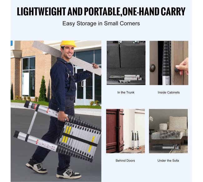 Teleskopinė išskleidžiama kopėčia 6,2 m, reguliuojama4