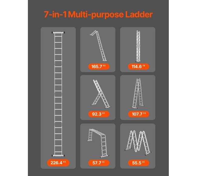 Daugiafunkcinės sulankstomos kopėčios 7-in-11