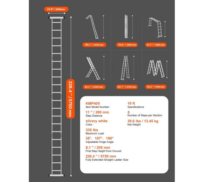 Daugiafunkcinės sulankstomos kopėčios 7-in-16