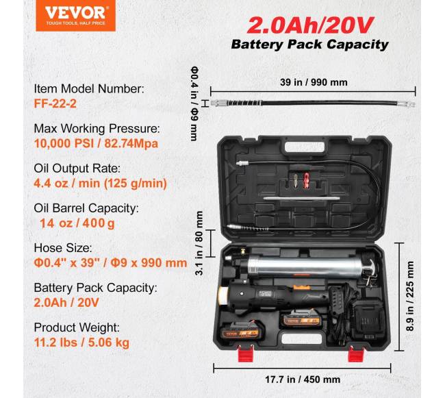 Belaidė tepalo pompa 20 V 2,0 Ah su dėže6