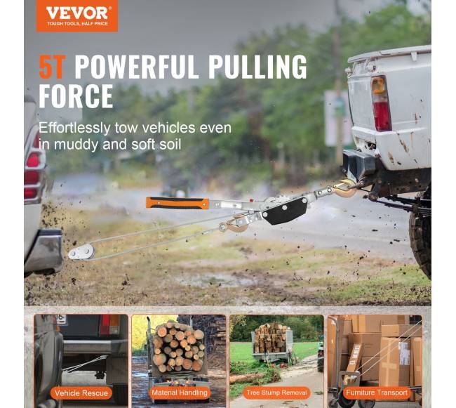 Traukimo gervė 5 t su trosu ir 3 kabliais1