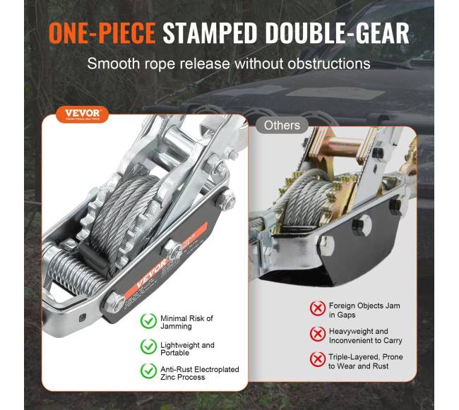 Traukimo gervė 5 t su trosu ir 3 kabliais3