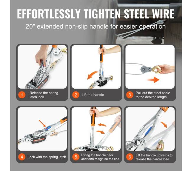 Traukimo gervė 5 t su trosu ir 3 kabliais5