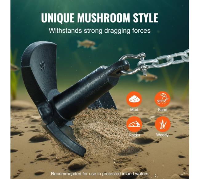 Upės inkaras, 13,6 kg, juodas vinilo danga2