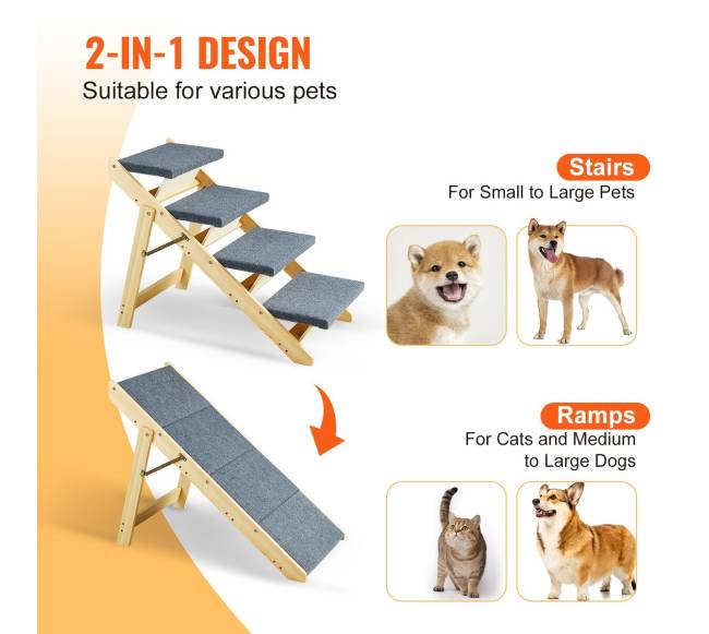 Medinės augintinių laipteliai su 4 žingsniais2