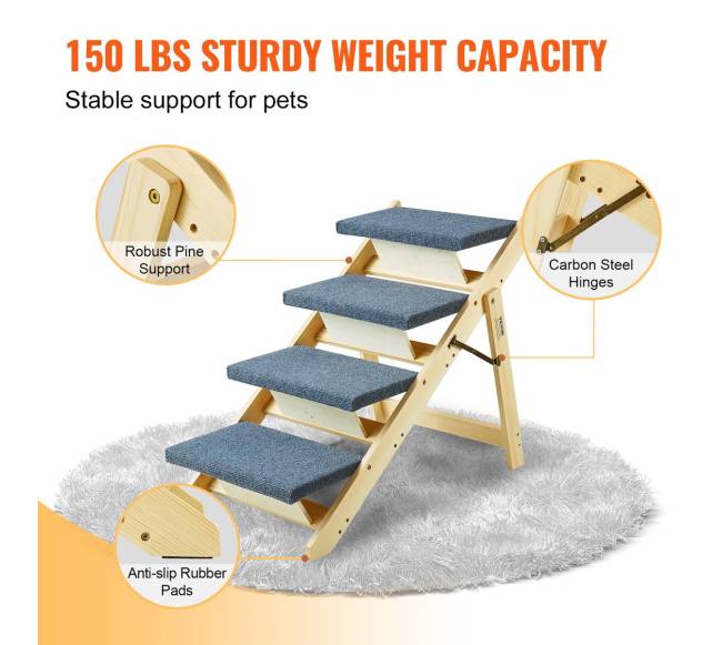 Medinės augintinių laipteliai su 4 žingsniais3